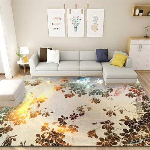 Tapis imprimé végétal de salon route multicolore decoration chambre