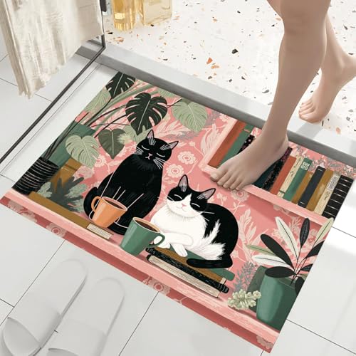 Tapis de sol de bain antidérapant paillasson chat mignon bohème - 6