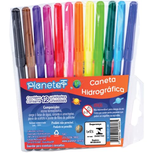 Caneta Hidrográfica, Planeta T, Estojo com 12 Cores