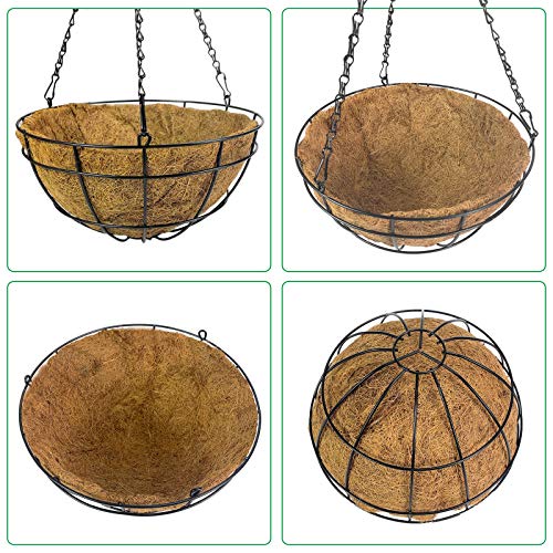 Hanging Baskets For Plants Artificial Christmas Flowers 14 Inch 4 Pack Outdoor Indoor Metal With Coco Coir Liner Round Wire Plant Holder, Plant Holder Porch Pots Hanger Garden Decoration #TOP5