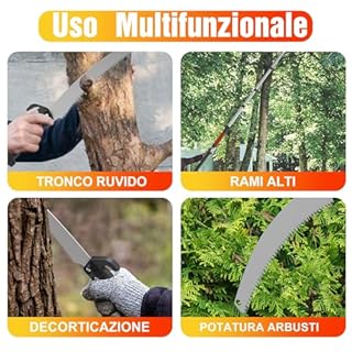LAANPOLE Sega su Asta 6m, Potatore su Asta Telescopica con Asta di Estensione 1,5-6m, Potatore Manuale per Giardino, Arancione