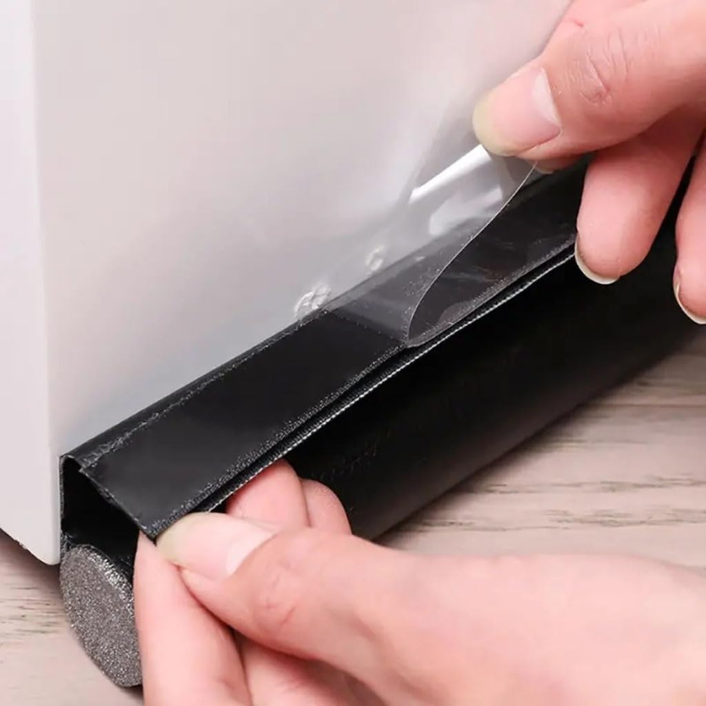 Adjustable Door Bottom Sealing Strip - Weatherstrip Draft Stopper for Noise Reduction and Insulation,1pcs(Black)