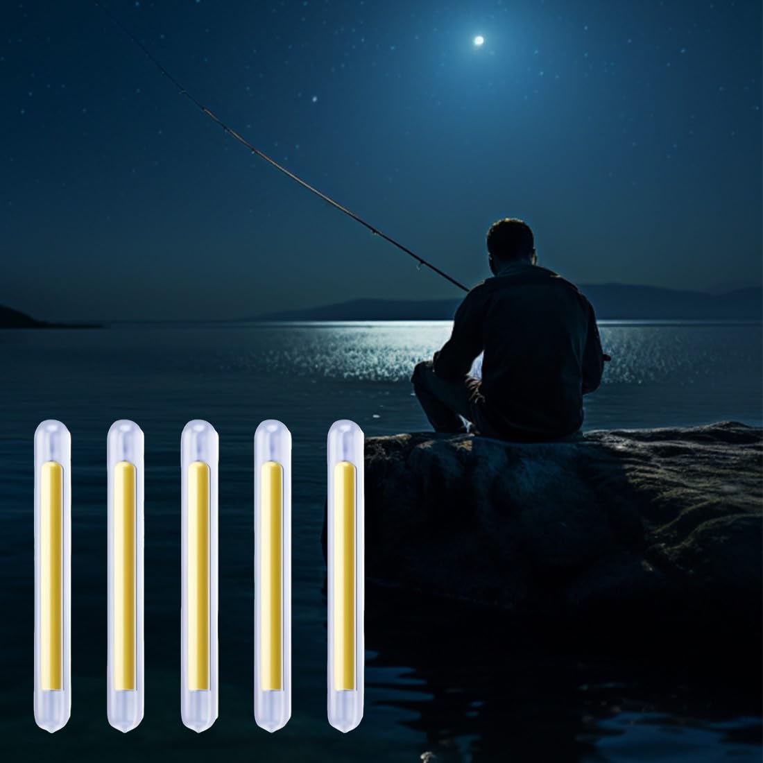 100 Piezas Varillas de Luz de Pesca, Luz de Pesca Fluorescente, Varilla de Luz de Pesca de 4 x 38 mm, Pesca con Barra Luminosa, Herramientas de Pesca Pesca Nocturna