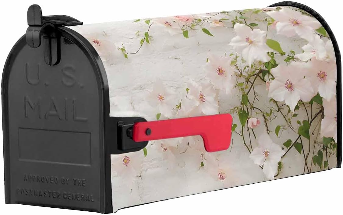 Pink Spring Floral Mailbox Covers Magnetic Standard Size, Summer Botanical Farmhouse Decorative Post Letter Numbers Box Wrap Decoration Covers Small Accessories for Garden Yard Outdoor Décor