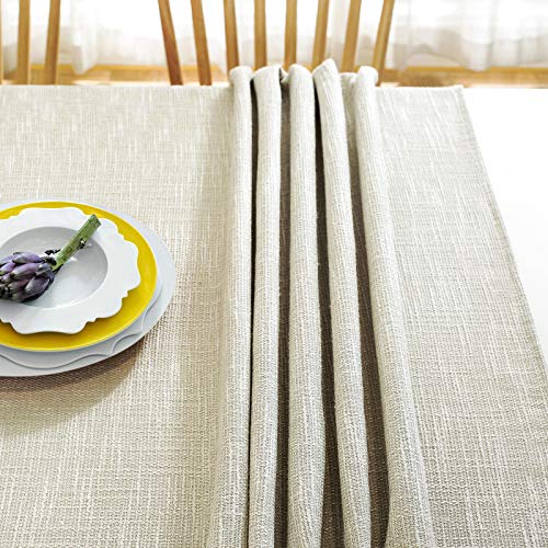 AmHoo Linen Tablecloth Burlap Rectangular Flax Heavy Duty Fabric Washable Table Covers for Home and Kitchen Dining Tabletop Decoration 54 x 84 Inch Beige
