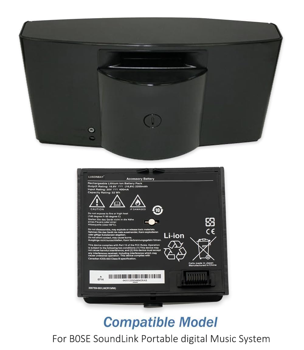 300769-003 300769-001 300769-002 300769-004 300770-001 4ICR19/66 Akku Kompatibel mit Bose Sounddock Portable Digital Music System SoundLink Air Series 16.8V 32WH