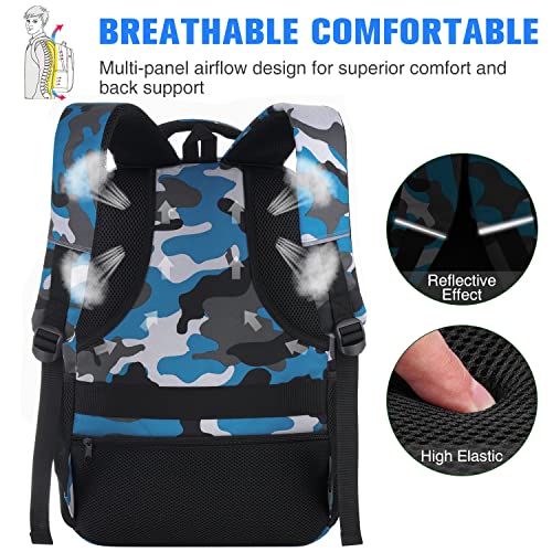 Image of Paude 17 inch Backpack for Men,College Backpack School Bookbag for Teens,Travel Laptop Bookbag with USB Port and Headphone Hole,Camouflage Blue