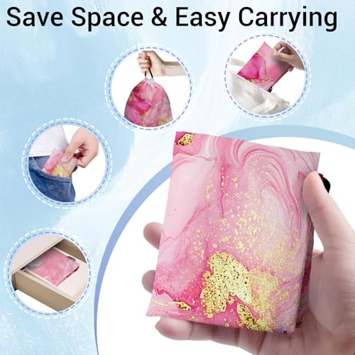 Image of Pink Gold Marble Gymnastics Grip Bag Lightweight Small Drawstring Grip Bags for Gym