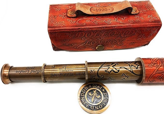 Generic Nautical Pullout Telescope 16"" Brass Marine Telescope Antique Collectibles Telescope, Golden & Brown