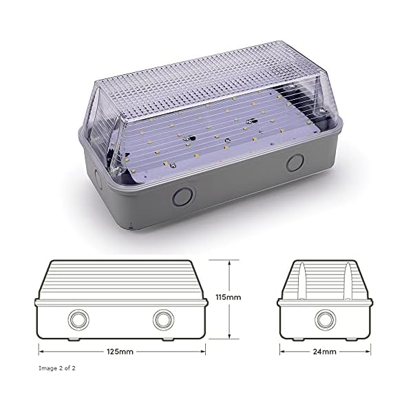 Hispec 8W Exterior Outdoor Indoor LED Bulkhead Brick Light Ceiling Wall Lamp Cool White 4000k IP65 Toilet Bathroom Utility Doorway Hall Patio Garden Lighting - Image 3