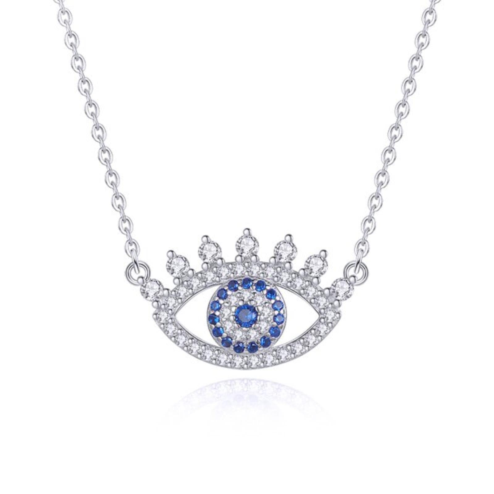 Joyería para mujer, collar con colgante de ojo de corazón de la suerte de cristal de Plata de Ley 925 turco malvado, Gargantilla, joyería con dijes para mujer, chica adolescente