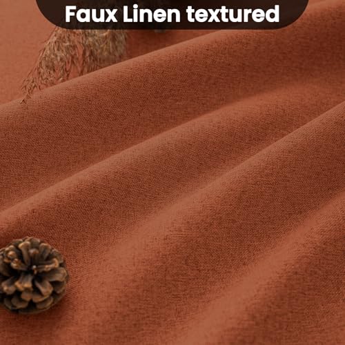 Image of COSVIYA 100% Blackout Burnt Orange Linen Curtains & Drapes 72 Inch Length | Light Blocking Full Room Darkening Grommet Insulated Thermal Window Panels for Bedroom /Living Room,52x72 inches,2 Panels