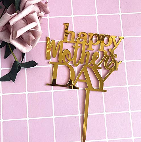 6 Pcs Happy Mother's Day Cake Topper Cake Topper Acrylic Mirror Cake Topper Decorative Party Cake Decoration For Mother's Day(Letter Gold) #TOP1