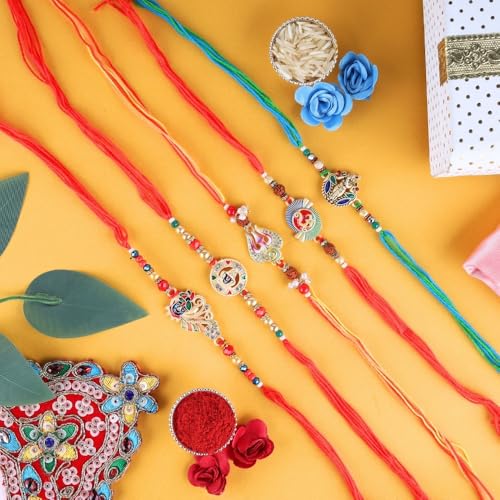 Image of Traditional Handmade Rakhi For Brothers | Designer Pearl, & Beaded Wrist Bands For Bhai| Thread Rakhi For Siblings | Elegant Handcrafted Bracelet For Raksha Bandhan