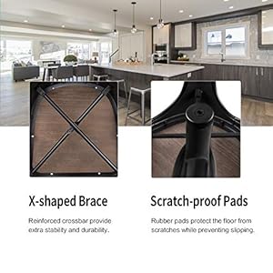 Victone metal dining chair with wood seat indoor outdoor use chic dining bistro cafe side bar chair coffee chair set of 4 black  urban country home decor