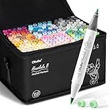 Ohuhu Alcohol Markers Brush Tip: 168-Color Double Tipped Art Marker Set for Artist Adults Coloring Illustrations -Honolulu B -Brush & Fine -Refillable