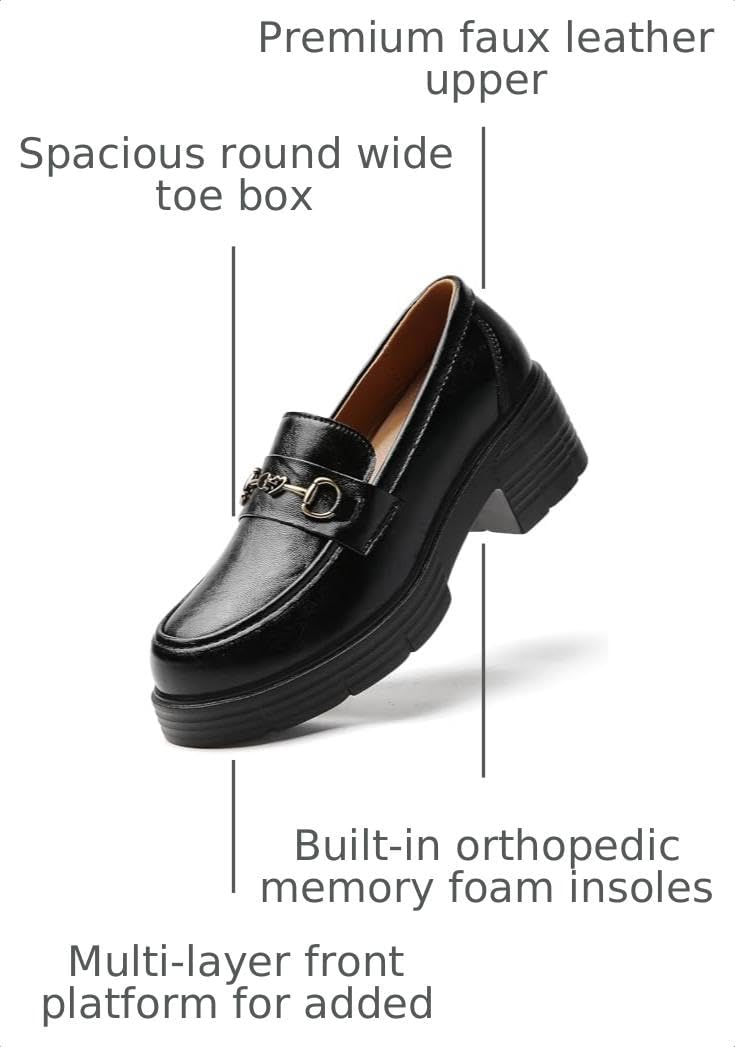 Loafers for Women Slip On Penny Platform Chunky Heeled Loafers Lady