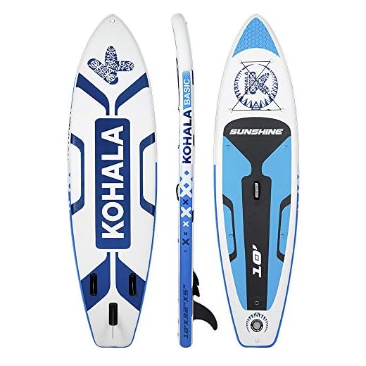 Tabla de Paddle Surf Sunshine Color Blanco y Azul - Tipo Beginner - Capacidad Máxima 120 kg - Aletas 3 (2+ 1)