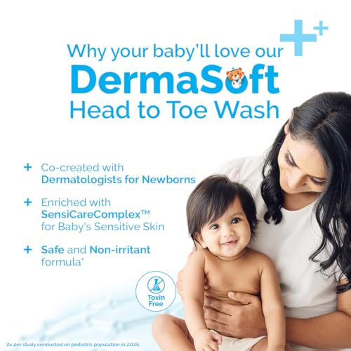 Image of Mamaearth Baby DermaSoft Head to Toe Wash with SensiCareComplex for Baby's Sensitive Skin - 250 ml | Co-created with Dermatologists for Newborns | Enriched with SensiCareComplexTM for Baby's Sensitive Skin | Safe and Non-irritant formula*