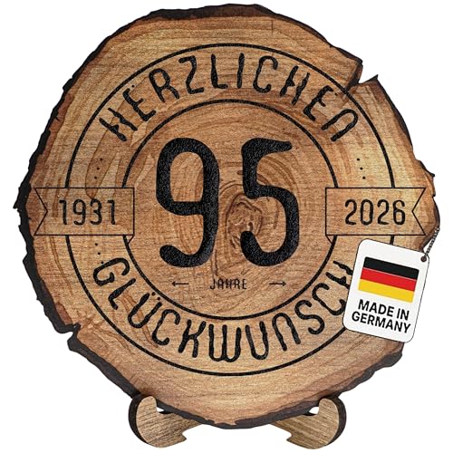 DARO Design – Baumscheibe mit Gravur für 95. Geburtstag – Geburtstags Geschenk aus Holz – Hochwertige Holz Geschenke mit Gravur ideal für Geburtstag – Dicke 6mm, Durchmesser 30cm – Made in Germany