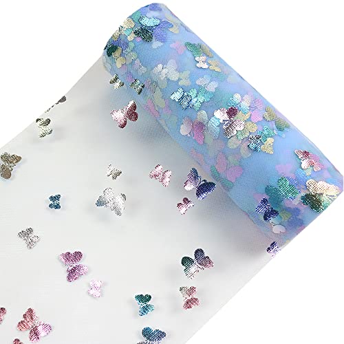 Yuanchuan Rollos de tul coloridos con purpurina de mariposa,...
