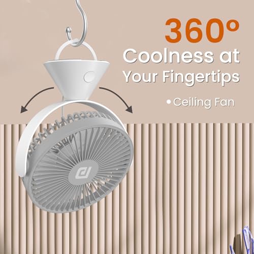 Image of Portronics Aero Breeze Portable Table Fan 178mm, USB Rechargeable Fan, 3 Speed Airflow, Battery Powered Silent Operation, 4 Hours Back Up, 360 Rotatable USB Fan, BLDC Fan for Kitchen,Office,Home