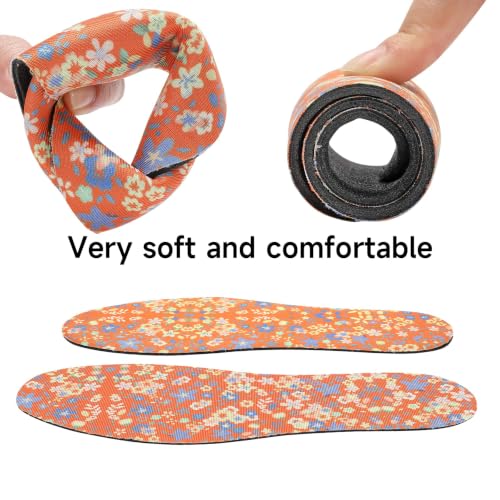 Image of 6 Pair Women No Show Socks Anti-Odor Sockless Shoe Insert Size 9-13 | Thin Shoe Insoles,Breathable,Comfort Barefoot Shoe Liner,Machine Washable,Moisture Control,Cute,Everyday Insole,Floral Print