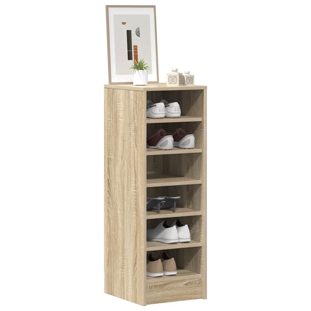 Schuhschrank Sonoma-Eiche Holzwerkstoff 31,5x35x90 cm mit 6 Fächern schuhregal schuhablage schuhkipper schuhständer schuhkommode schuhaufbewahrung platzsparend für Flur Diele Eingang