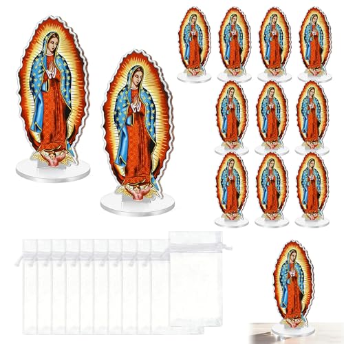 12 Estatuas Virgen de Guadalupe de Acrílico 4.7"