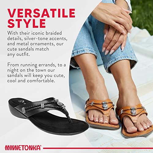 Minnetonka Women's Silverthorne 360 Flip-Flops, Ultra-Comfortable Sandals, 9, Black #TOP3