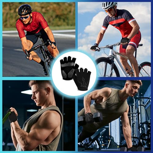 MOREOK Cycling Gloves Bike Gloves for Men/Women-[5MM Gel Pad] Half Finger Bicycle Biking Gloves for Cycling/Weight Lifting/Gym/Motorcycle/Rowing/Outdoor Sports-050-BLACK-XL - Thumbnail 5