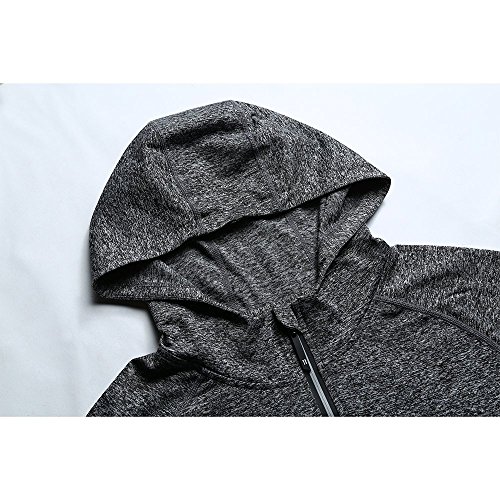 FELiCON Men's Gym Hoodie Workout Sweatshirt Quick Dry Tech Warm-up Top Long Sleeve Running Hooded with 1/4 Zip Light and Breathable Sweatshirt Jogging Top Tee Jacket Base Layer Sportswear-Dark Grey,S - Image 6