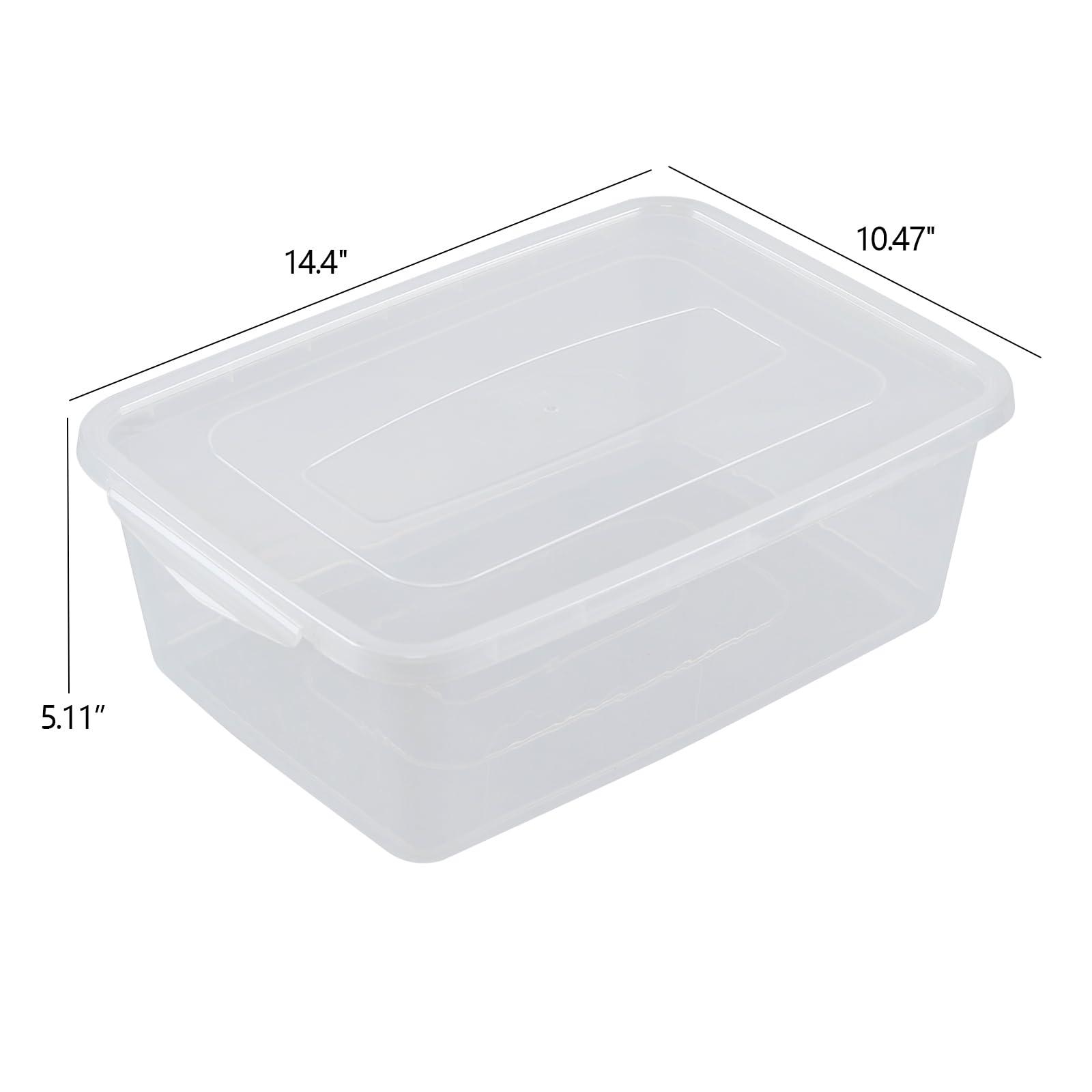 Contenedor de almacenamiento de plástico de 14 cuartos de galón con tapa, caja organizadora apilable transparente para nevera, 4 paquetes