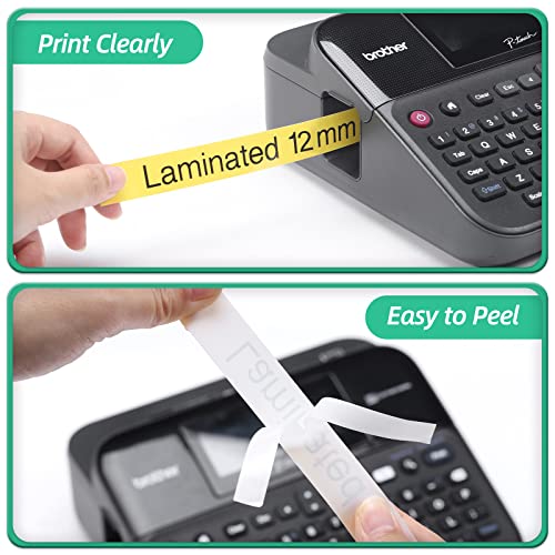 Tz Tape 12Mm 0.47 Laminated Yellow Replacement For Brother P-Touch Tze-631 Black On Yellow Ribbon For Ptouch Label Maker Refills Pt-D210 D200 D220 H110 D400 Cube, 1/2 Inch X 26.2 Feet, 4 Pack #TOP2