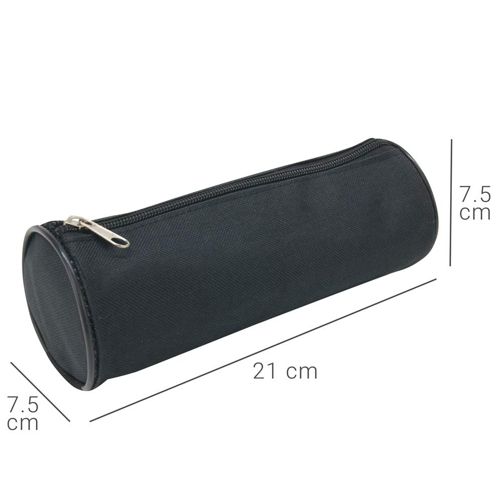 Waytex 931280 Okrągły Piórnik 21 cm Średnica 7,5 cm Tekstylia Zwykły Czarny