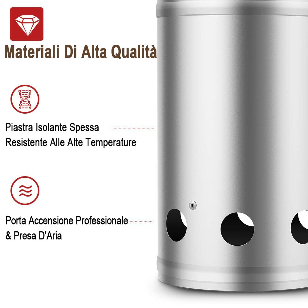 BEAU JARDIN Camino Starter 28 x 18 cm Barbecue a Carbone Accendino per Barbecue Grill di avviamento Camino in CaminoArgento Camino di accensione