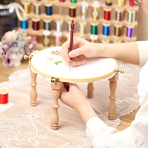 Adcorner Adjustable Portable Beech Wooden Embroidery Hoop Stand Needlework Cross Stitch Frame Rack French Embroidery Tool (4Legs) #TOP1