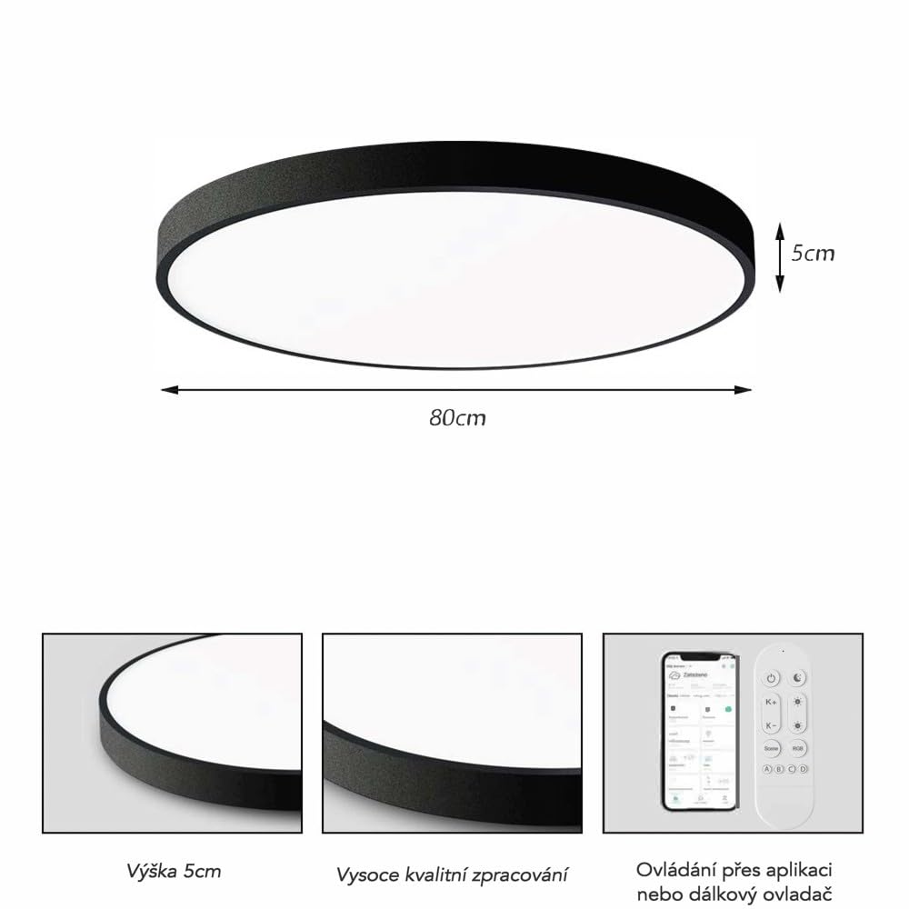 Immax NEO LITE SEMPLici Smart-Deckenleuchte Tuya WiFi BEACON, 80 cm, 96 W, 6912 lm, schwarz