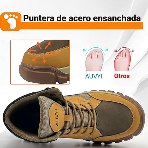 Steel Toe Work Boots for Men - Safety Wide Toe Boots Comfortable Slip Resistant Work Shoes Puncture Proof Footwear for Construction, Outdoor&Industrial3