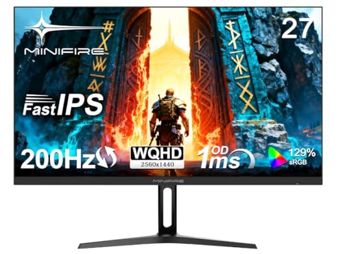 Minifire Gaming Monitor 27 Zoll - WQHD(2560×1440p),200 Hz, 1ms(OD) | HDR, AMD FreeSync, Motion Blur Reduction Technologie | Fast IPS 10 Bit Panel (MFG27F4Q-200)