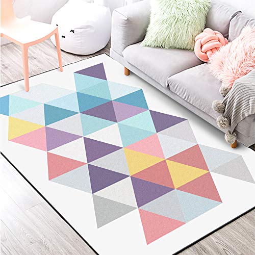 Tapis géométrique abstrait coloré 110x190 cm antidérapant pour salon et couloir