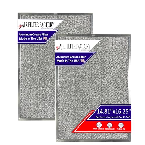 Air Filter Factory Grease Filter C-745 Replacement For Imperial Cal 14.81 x 16.25 x 0.38 Inches Range Hood Aluminum Mesh Grease Vent Stove Filter 2-Pack