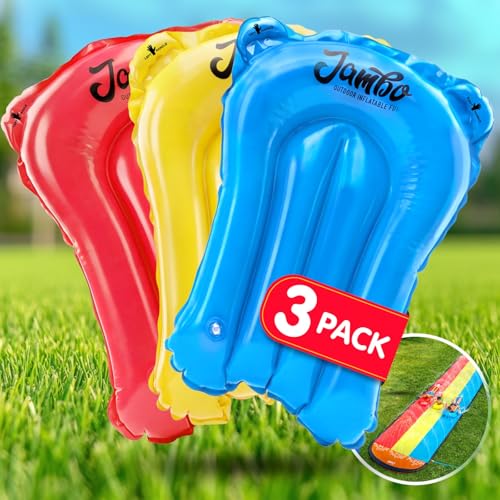 JAMBO 3 Pack Inflatable Body Boards for Water Slides Boogie Boards for Pool Lake & Slip Slides Lightweight Floating Water Toys for Kids & Adults