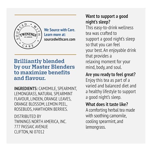Image of Twinings Sleep Herbal Tea 72 K-Cup Pods for Keurig, 12 Count (Pack of 6), Formerly Nightly Calm, Camomile, Spearmint, & Lemongrass, Naturally Caffeine-Free, Enjoy Hot or Iced