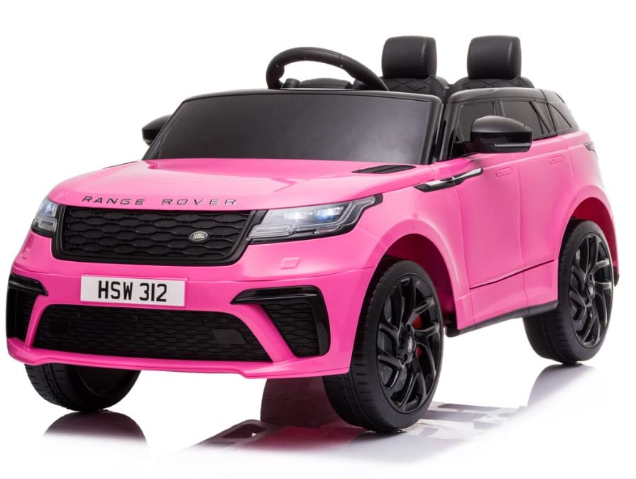 FINOOS Range Rover Velar Voiture Électrique Enfant Véhicule 12 V, Télécommande/Klaxon/LED/Musique/USB pour Garçons, Filles (Rose)
