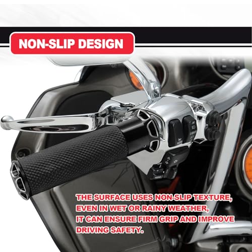 1" Black Motorcycle Hand Grips, Non-Slip Electronic Throttle Control Handlebar Compatible with Harley Davidson Touring Glides 2008-2023 by RBOKO - Used condition - Image 5