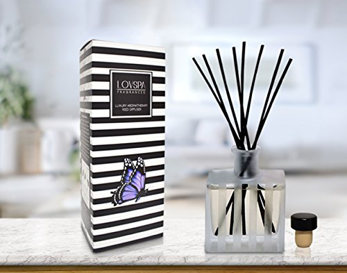 LOVSPA White Tea Reed Diffuser â€“ Scented Sticks Set - Soothing White Tea Scent Infused with Notes of Woody Cedar and Vanilla - Air Freshener for Large Rooms - Made in The USA