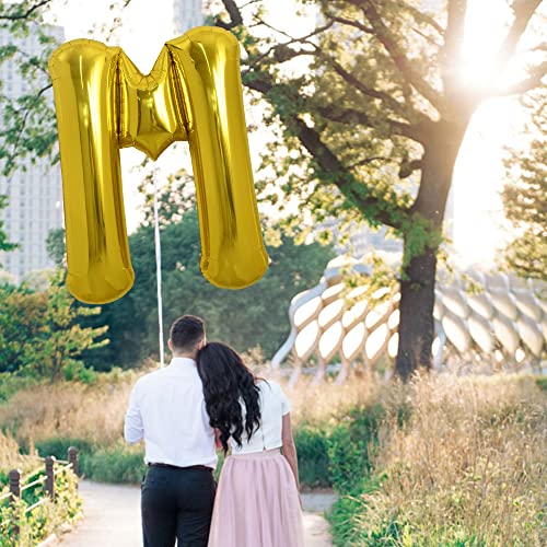 Image of TONIFUL 40 Inch Large Gold Letter M Balloon - Foil Mylar for 2026 New Year Eve Graduation Wedding Baby Shower Birthday Party Anniversary Supplies Decorations