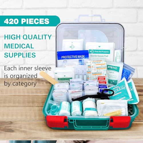 General Medi 420 Pieces Professional First Aid Kit - HardCase First Aid Box - Contains Premium Medical Supplies for Travel, Home, Office, Vehicle, Camping, Workplace & Outdoor - Image 4