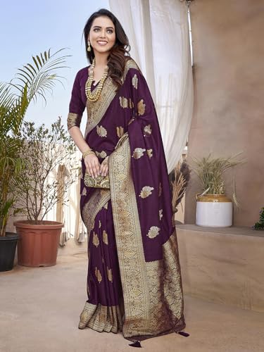 Image of Satrani Women's Jacquard Silk Blend Saree